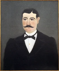 Portrett av Frumence Biche i sivile klær, maréchal des logis. Henri Rousseau, 1844-1910, kjent som Tolleren, slutten av 1800-tallet til begynnelsen av 1900-tallet, fransk kunst, Det internasjonale museet for naiv kunst, Nice, Frankrike.