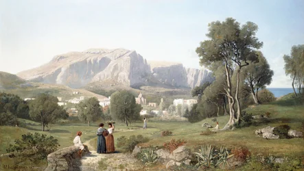 Nyt utsikten over øya Capri i Napolibukten, 1853