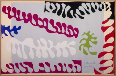 Le lagon de la serie: Jazz 1944 (Gouache-papir, klippet og limt på papir montert på lerret)