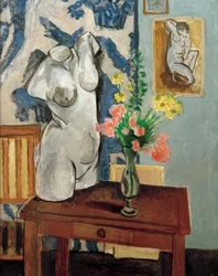Gips-torsoen, blomsterbukett