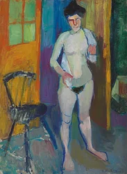 Naken med hvitt håndkle, ca. 1901–1903 (olje på lerret)