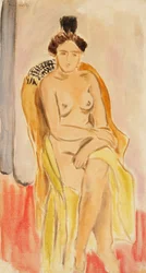 Sittende kvinnelig nakenfigur, ca. 1919–1921 (olje på lerret)