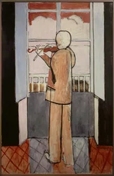 Fiolinist ved vinduet sitt 1916 (olje på lerret)