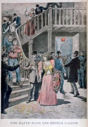 Arrestasjon av prostituerte på et parisisk hotell, 1895