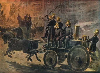 Brannmannskaper ved en brann i London i 1897 (gravering)