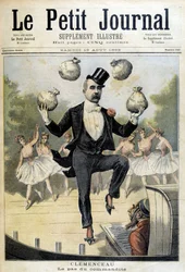 Georges Clemenceau sjonglerer med Pounds Sterling - i "" Le Petite Journal"" av 19.08.1893