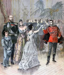 Tsar Alexander III av Russland og den franske ambassadøren i St Petersburg, 1893