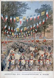 Tsar Nicholas II av Russland og president Felix Faure fra Frankrike ankom Nice, 1896