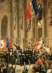 Revolusjonen i 1848: Poeten Alphonse de Lamartine avviser det røde flagget til den ekstreme venstresiden …