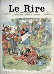 Landlig underholdning - Humoristisk tegning av Charles Henri Pille (1844-1897) som illustrerer en passasje av "Gargantua" av Rabelais. «The Laughs», 29. juni