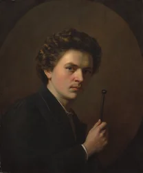 Selvportrett med maulstick, ca. 1863.