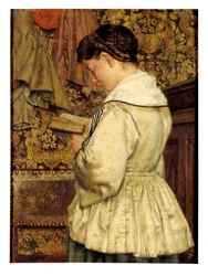 Kvinne leser (olje på lerret)