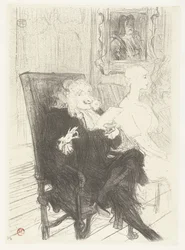 Skuespillere Jules Charles Truffier som Marguerite Moreno i toneelstuk Learned Women Truffier og Moreno i Learned Women