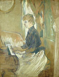 Ved pianoet, Madame Juliette Pascal i Salongen på Chateau de Malrome; Ved pianoet, Madame Juliette Pascal i salongen på Chateau de Malrome, 1896