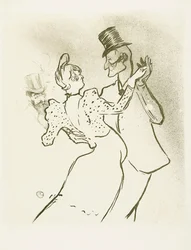 La Goulue og Valentin la Desossee. Plakat av Toulouse-Lautrec.
