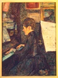 Frøken Marie Dihau ved pianoet