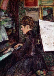Frøken Dihau på pianoet. Maleri av Henri de Toulouse-Lautrec (Toulouse Lautrec