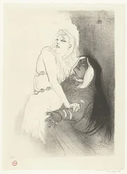 Portrett av skuespillerinnen Sarah Bernhardt i toneelstuk Phèdre (Phaedra) Under renessansen. Sarah Bernhardt i Phaedra
