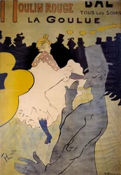 Plakat for kabareten "La goulue"" på Moulin Rouge. Tegning av Henri de Toulouse Lautrec (1864-1901) 1891 Brussel, Musee Ixelles