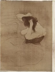 Woman Combing Her Hair—La Coiffure, plate syv fra Elles