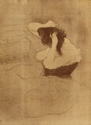 Woman Combing Her Hair - La Coiffure, Plate VII fra Elles; Woman Combing Her Hair - Frisyren, plate VII fra Elles, 1896