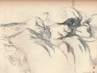 Kvinne som våkner opp i sengen, 1896