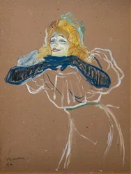 Yvette Guilbert synger "Linger, Longer, Loo" 1894 (Olje på papp)