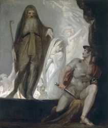 Teiresias forutsier fremtiden for Odysseus (olje på lerret)