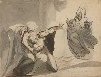 Orestes#39; visjon (penn og blekk med grafitt og vask på papir)