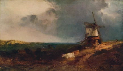 Landskap med vindmølle, 1800-tallet, 1917