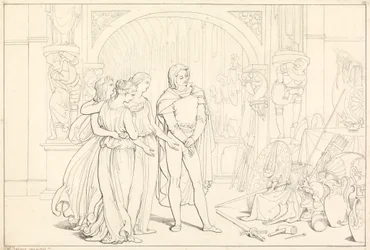 Illustrasjon til Pilgrims fremgang, 10. (The Pilgrim in the Armory)