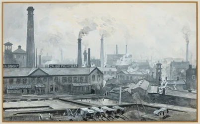 Utsikt fra London Road Station, Hoyle's Print Works (akvarell på papir)