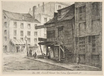 The Old Beach House, Corner of Cedar and Greenwich Streets fra Scenes of Old New York, 1874.