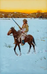 Indianer som vender tilbake fra jakten, 1912