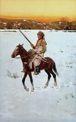 Indianer som vender tilbake fra jakten, 1912