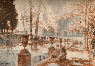 Luxembourg Paris elsker trær og barn., c1927, 1927