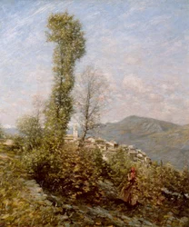 En landsby i åssiden i Provence, ca. 1910–14 (olje på lerret)