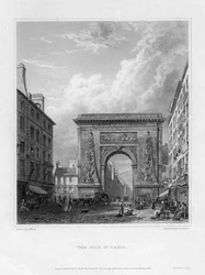 Porte Saint-Denis, Paris, Frankrike, 1820