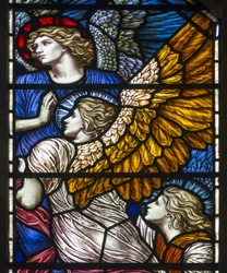Buckland, St Mary, James Powell & Sons, Henry Holiday, The Barcote Chapel, Praising Angels, 1889