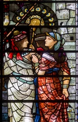 Durham Cathedral, Holday Workshop, Henry Holiday, Moses forlater The Court Of Pharaoh detalj, 1895