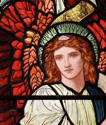 Grasmere, St Oswald, James Powell & Sons, Henry Holiday, Ministering Angels detalj, 1893