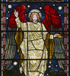 Kirkstall, St Stephen, Heaton Butler & Bayne, Henry Holiday, The Memory Of The Just Is Blessed detalj, Ordspråkene Kapittel 10, Vers 7, ca. 1870