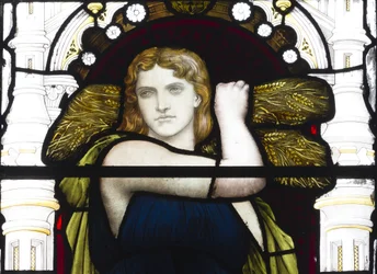 Ruth med mais, detalj, 1881-83 (farget glass)