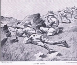 En stille røyk, fra After Pretoria: The Guerilla War utgitt av Harmsworth Bros Limited