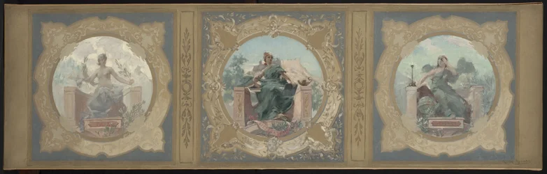 Skisse til Lobau-galleriet i Paris rådhus: Fred. Litteratur. Vitenskap, i 1890 (olje på lerret)