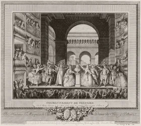 Kroningen av Voltaire på Théâtre Français den 30. mars 1778 etter den sjette oppføringen av Irène, 1782