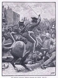 Peterloo-massakren: husarer angriper folket, AD 1819