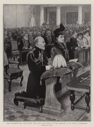 Thanksgiving for Peace, kongen og dronningen ved gudstjenesten i St Paul