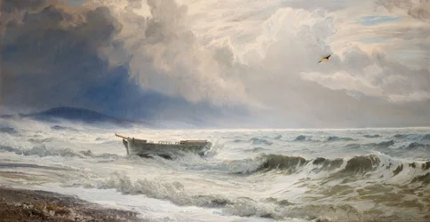 Røft vær på kysten, Cumberland, 1874.