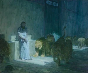 Daniel i Løvehulen, 1907-18 (olje på papir montert på lerret)